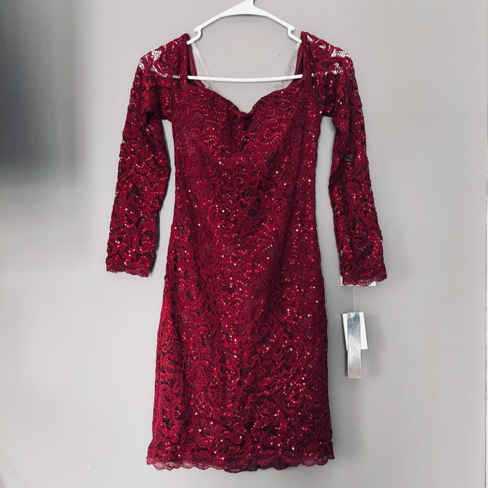My Michelle - Burgundy Lightly Sequin Dress